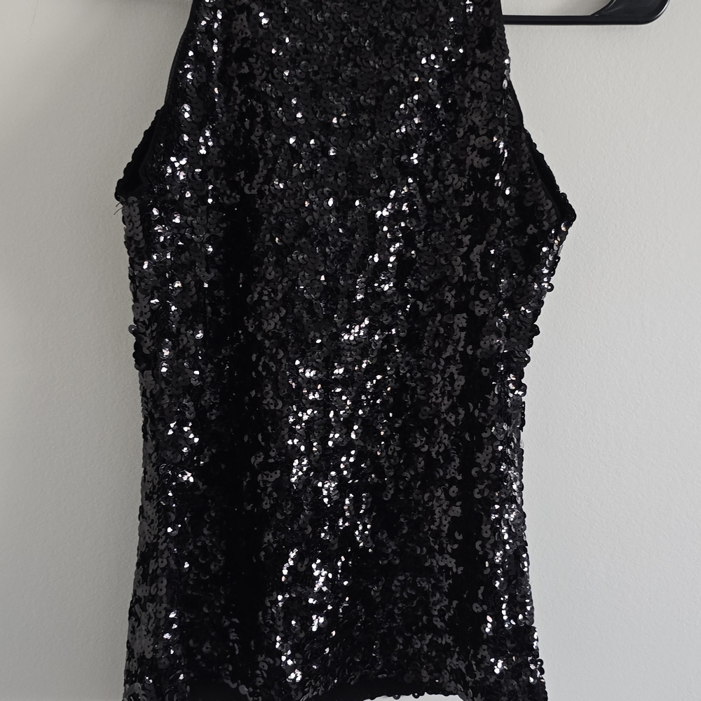 Black Sequin Halter Top